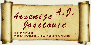 Arsenije Jošilović vizit kartica